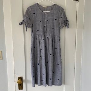 Navy embroidered flower dress